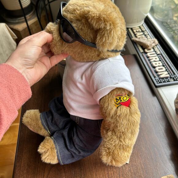 New! Vermont Teddy Bear Cool Guy Bear with Sunglasses and Love Tattoo - Picture 2 of 11